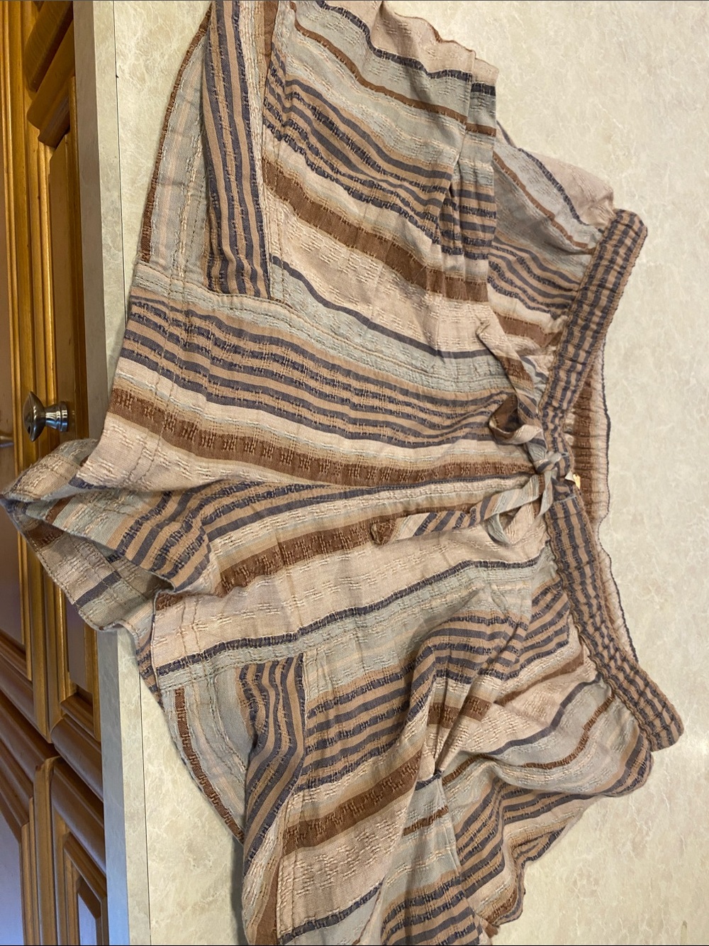 Free People Striped Tie-Waist Circle Skirt in Beige, Brown, Blue